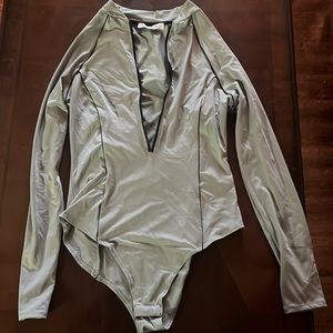 Grey/Black trimming Bodysuit
